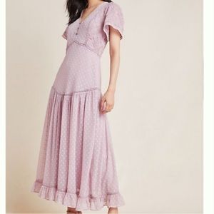 Anthropologie sheer overlay boho maxi dress